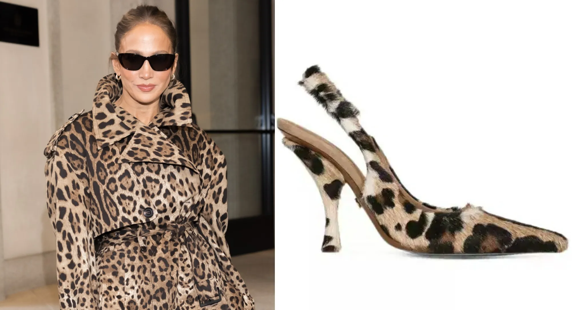 Jennifer Lopez Goes for a Full-on, Feline-inspired Look With Leopard Slingbacks During Milan Fashion Week