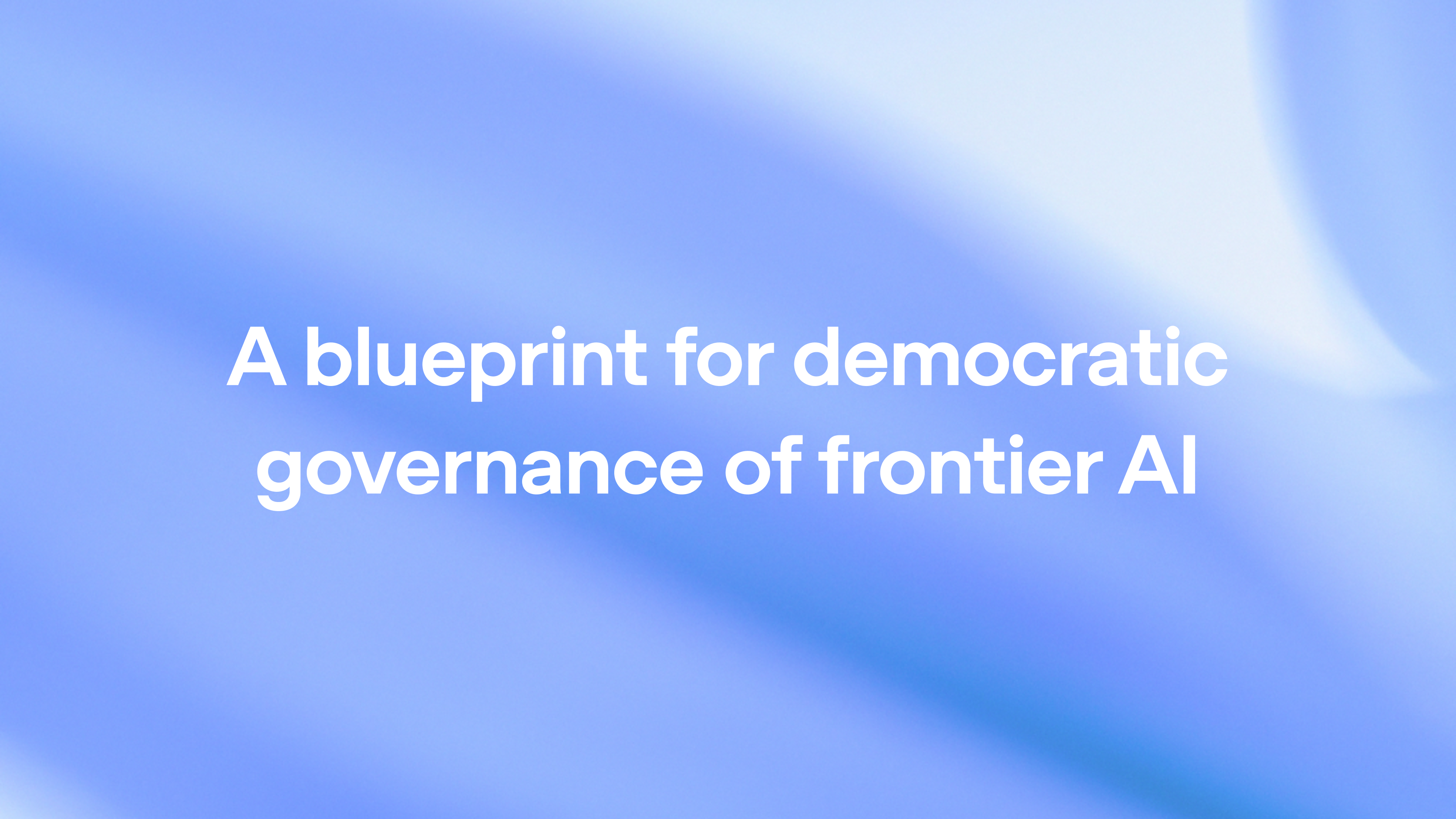 A blueprint for democratic governance of frontier AI