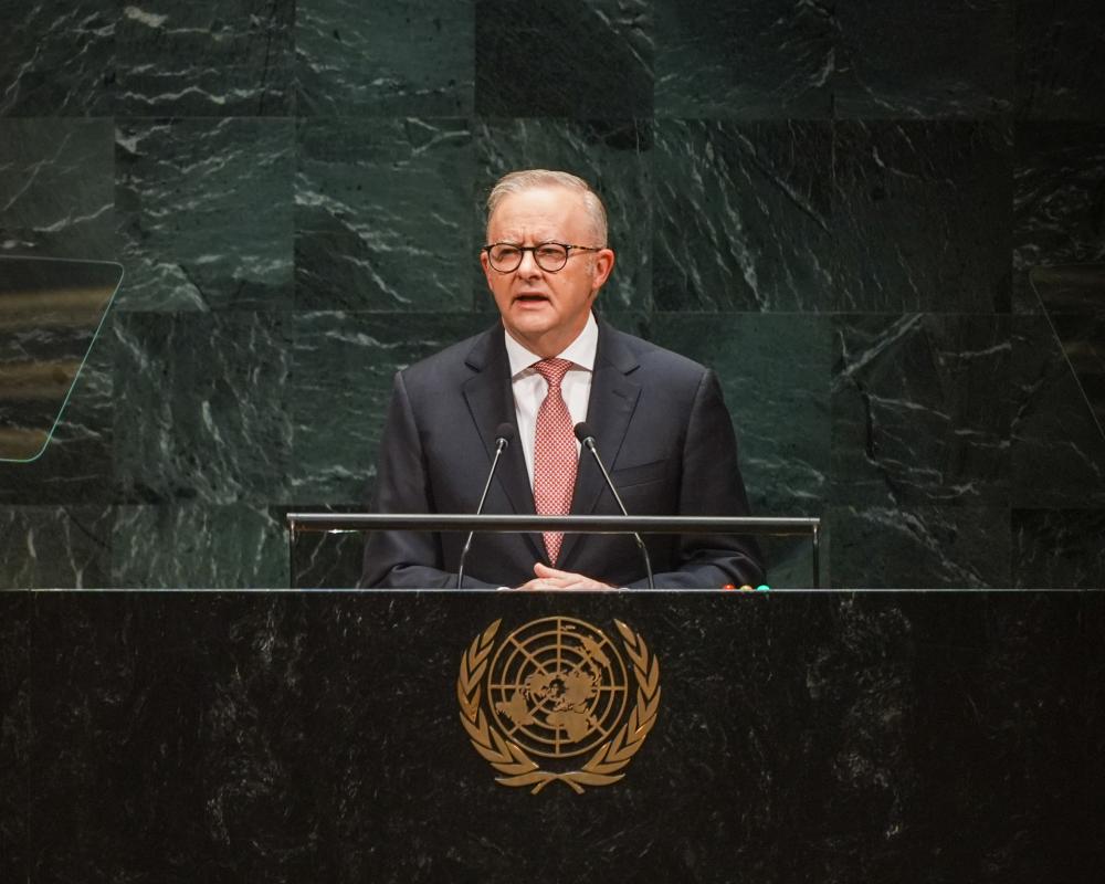 ‘We can’t ignore AI or prevent it,’ Anthony Albanese tells UN general assembly – video