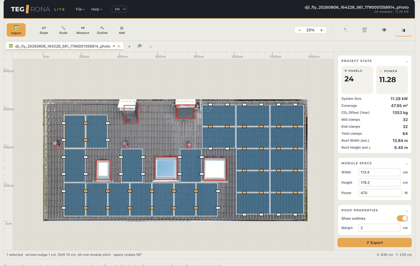Free software calculates how many solar modules fit on a rooftop from a photo