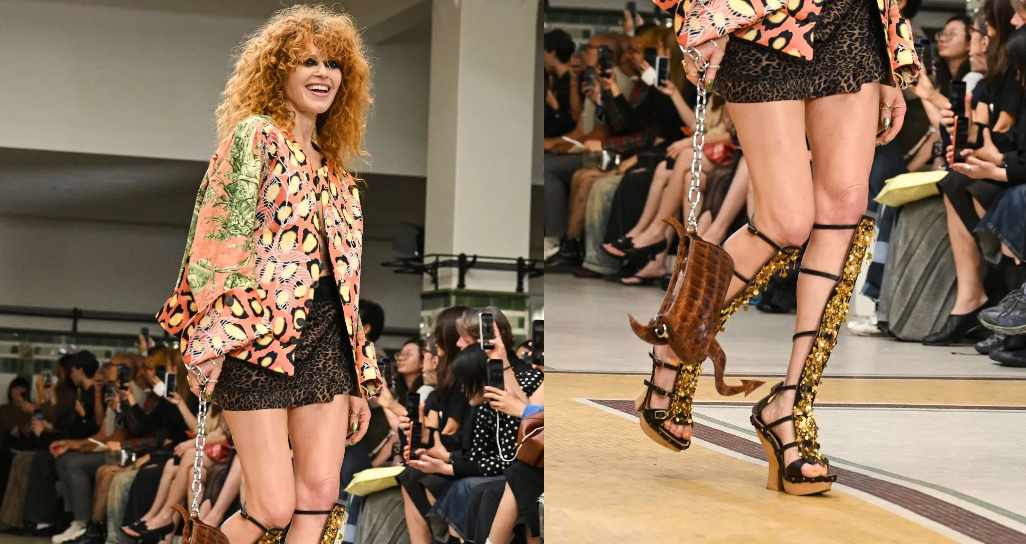 Natasha Lyonne Models Glittering Gladiator-Style Platform Heels on Vivienne Westwood Spring 2027 Runway