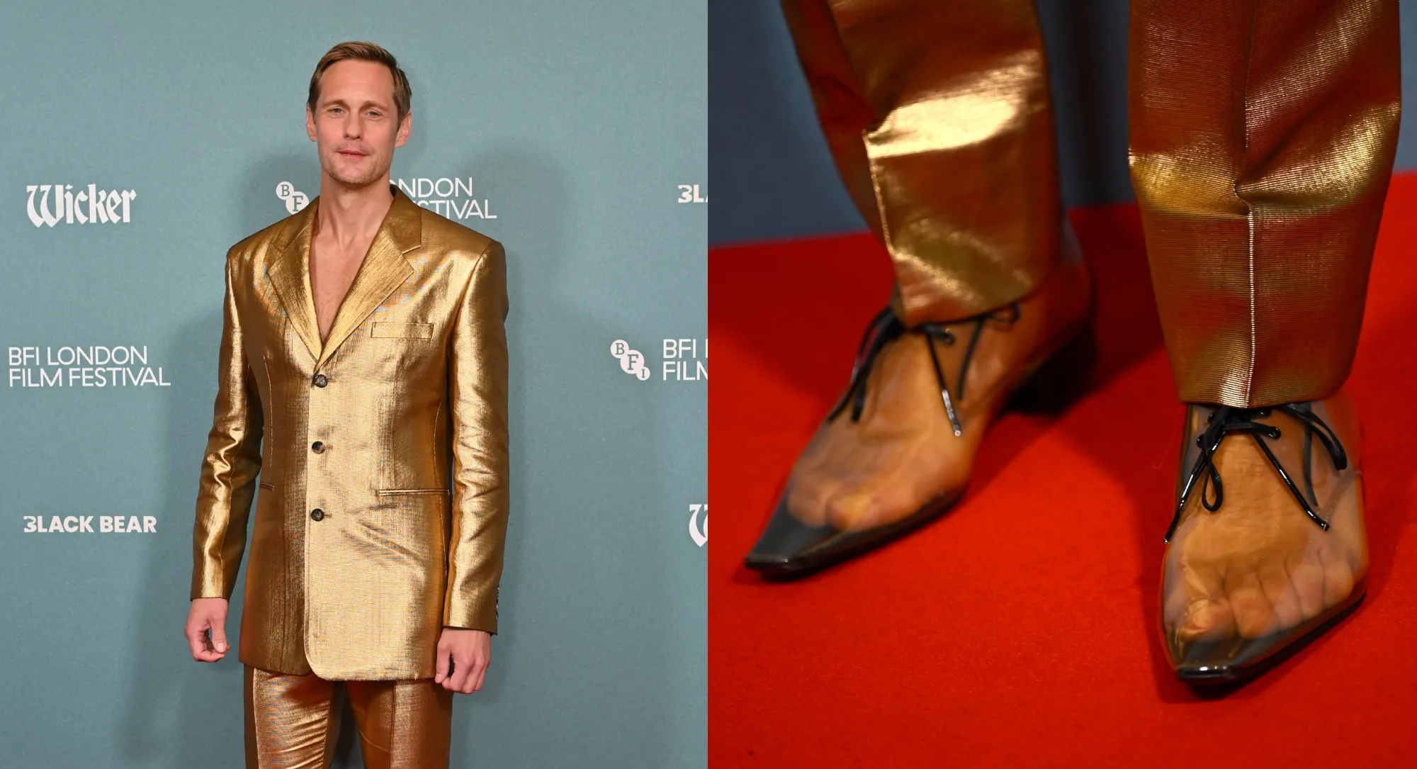 Alexander Skarsgård Wears Saint Laurent’s OnlyFans-Inspired Clear Shoes at BFI London Film Festival