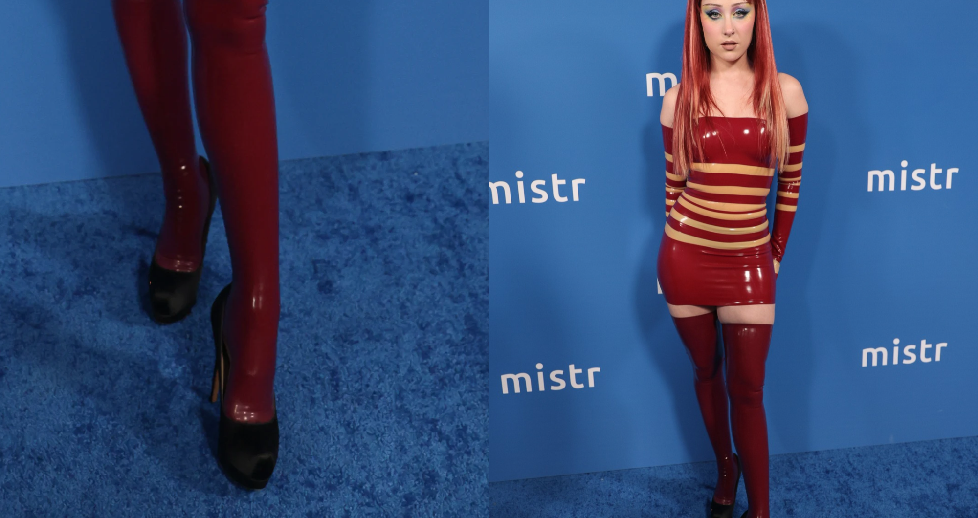 Chappell Roan Shines at Abbey in Latex Ensemble Paired with Thigh-High Socks and Pumps