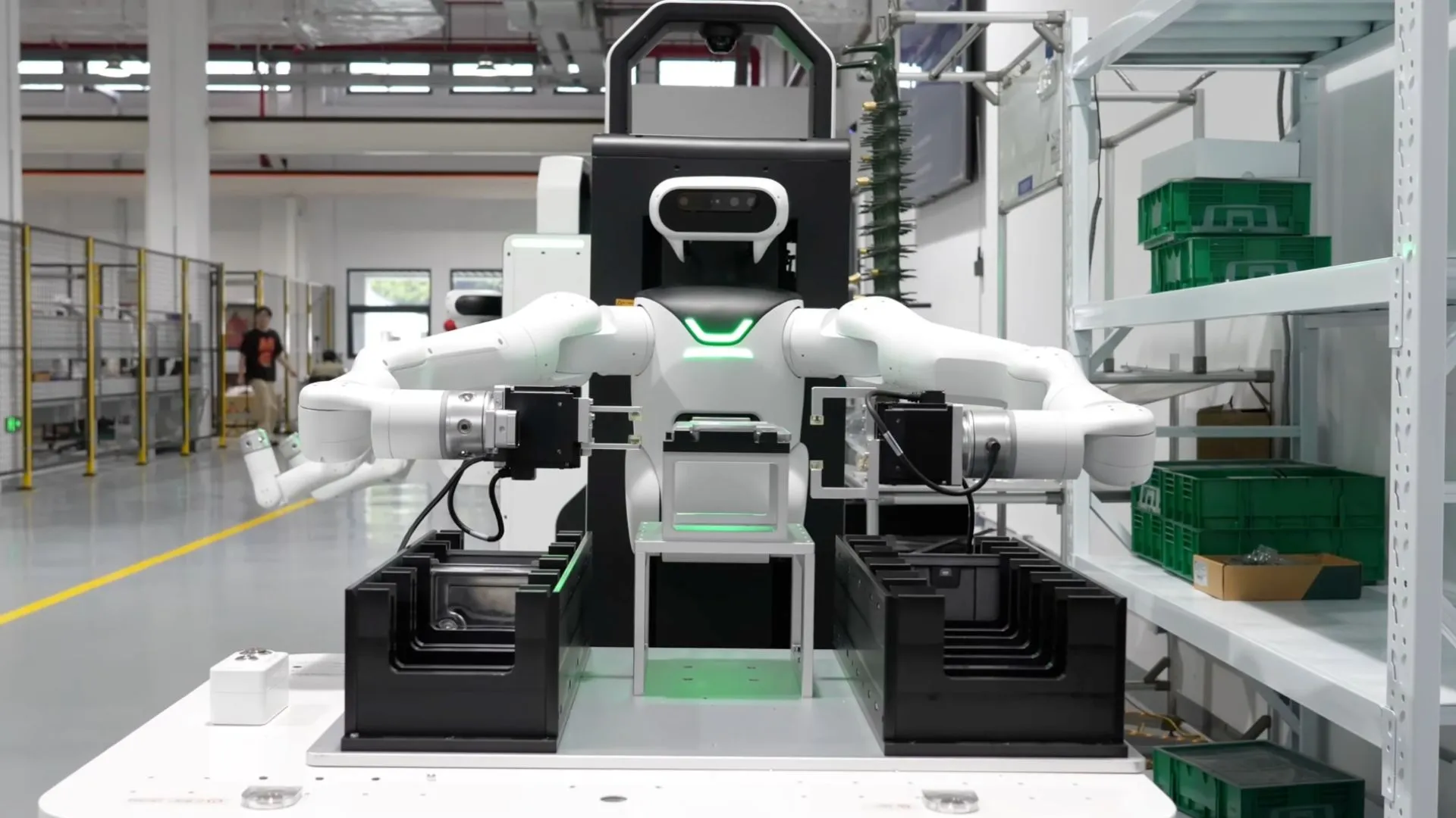 China’s tote-moving wheeled humanoid, 110-pound robot arm target factory automation