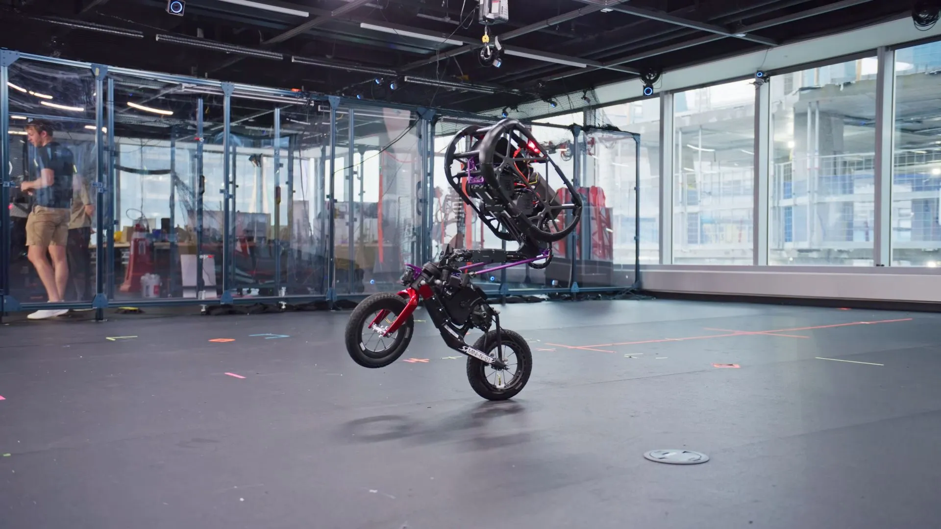 Bicycle-inspired robot can perform wheelies, jumps, and front flips at high speeds