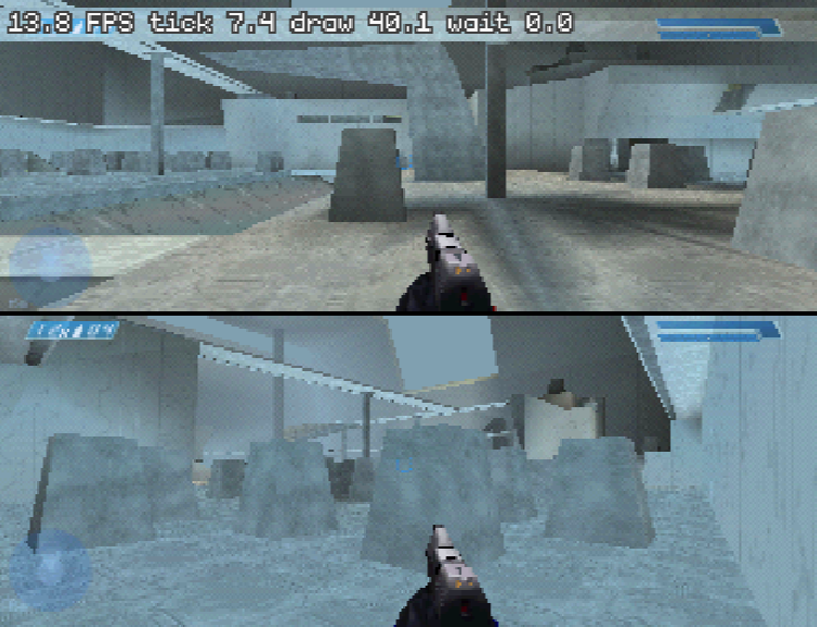 Halo: Combat Evolved is running on Nintendo 64 with split-screen multiplayer