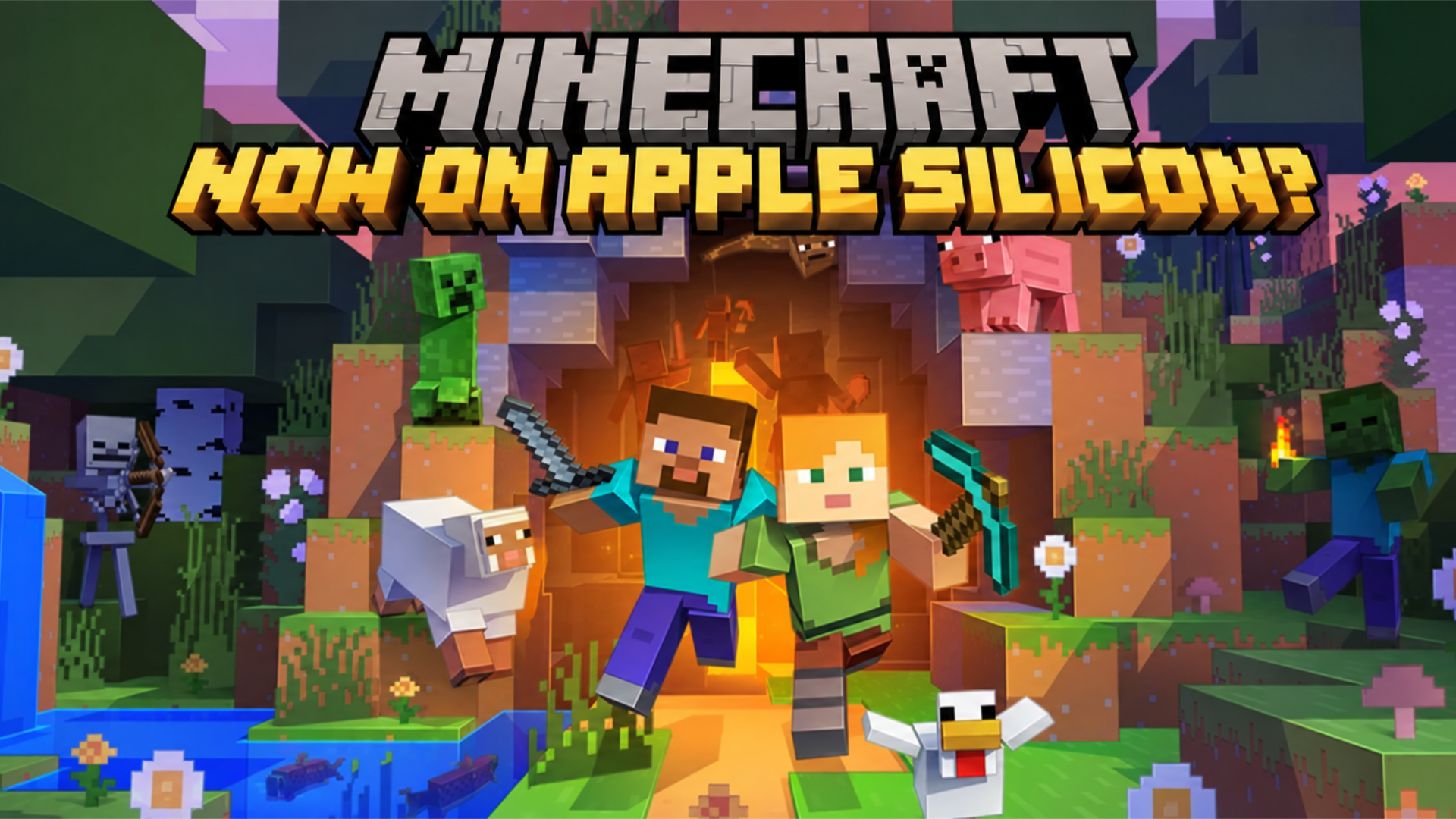 Minecraft Bedrock Edition is running on macOS with Windows crossplay