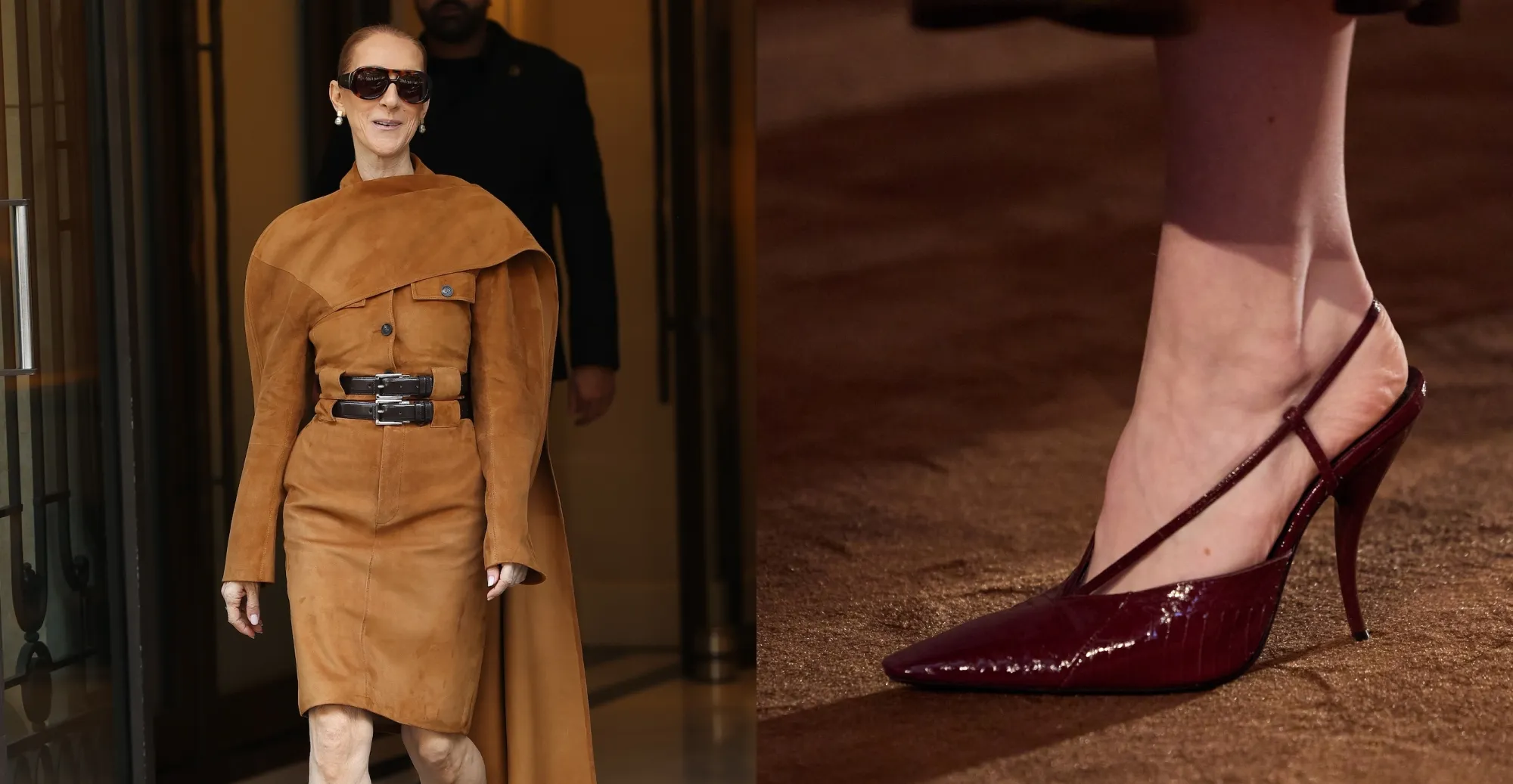 Celine Dion Gets Autumnal With Burgundy Ferragamo Pumps Fresh Off the Spring 2027 Runway