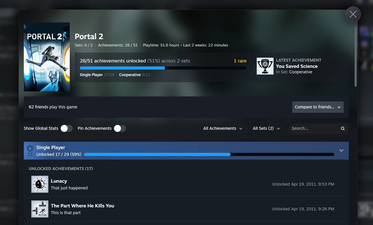 Steam's Achievement Sets beta aims to stop new content breaking your completion status