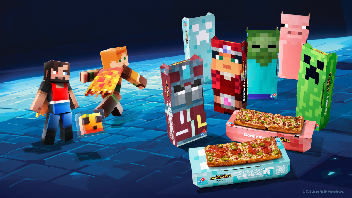 Domino’s and Minecraft Dungeons II partner for a block-shaped pizza