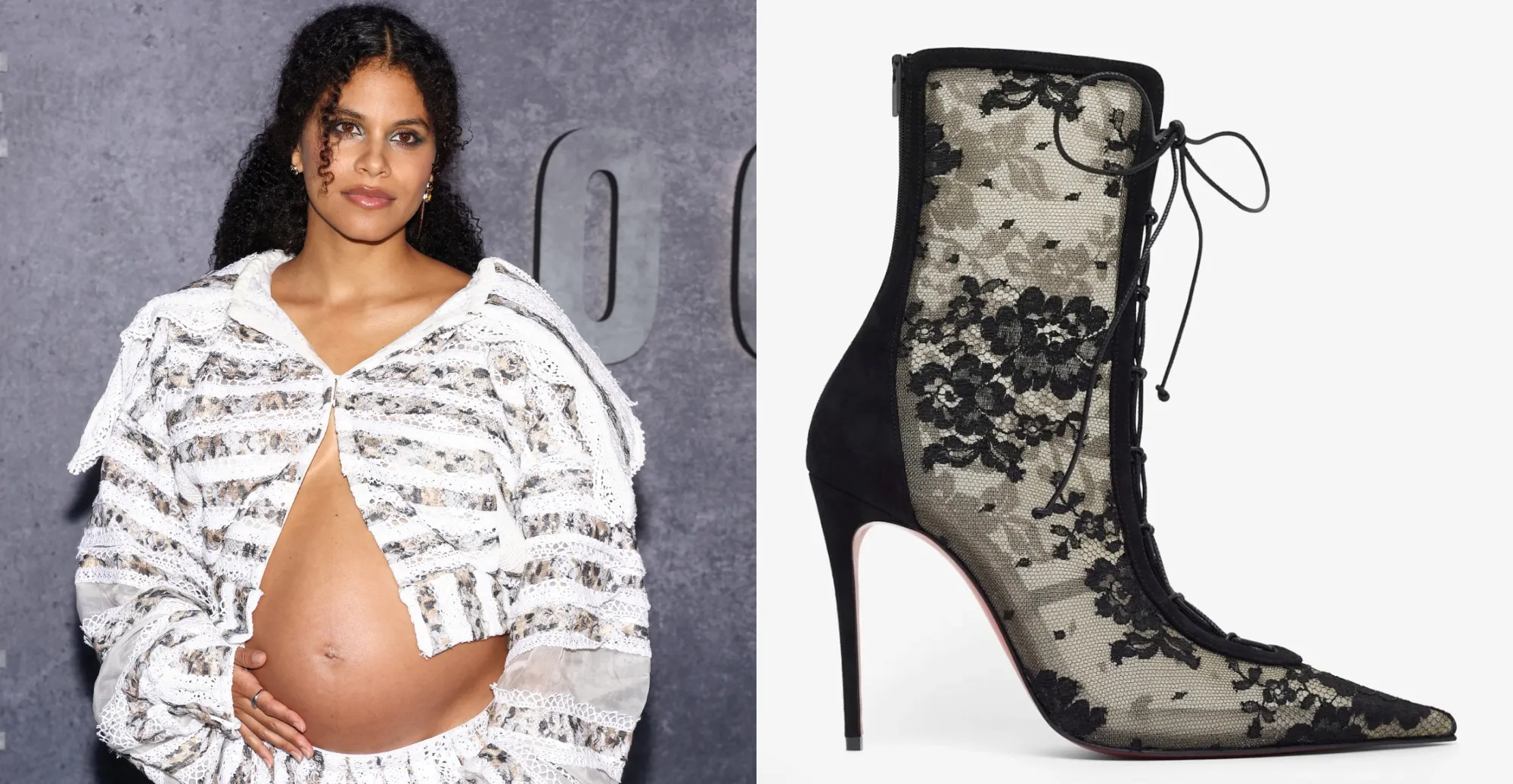 Zazie Beetz Debuts Baby Bump in Lacy Christian Louboutin Boots
