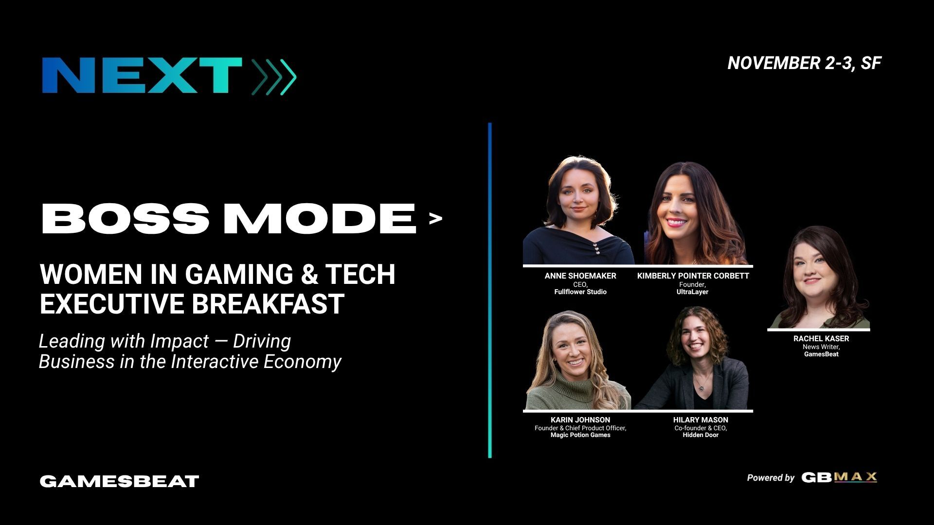 GamesBeat’s BOSS Mode Breakfast, spotlighting women in gaming, returns for GB NEXT 2026