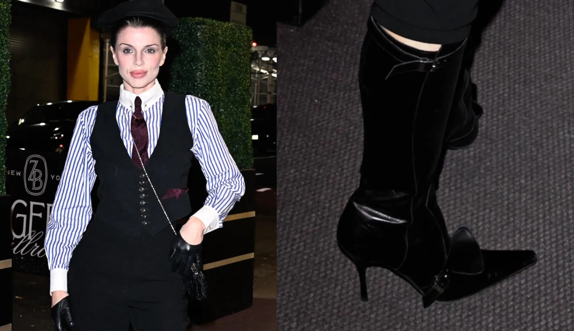 Julia Fox Takes the Ultra-Elongated Pointed-Toe Trend to the Next Level in Buckled Tall Boots