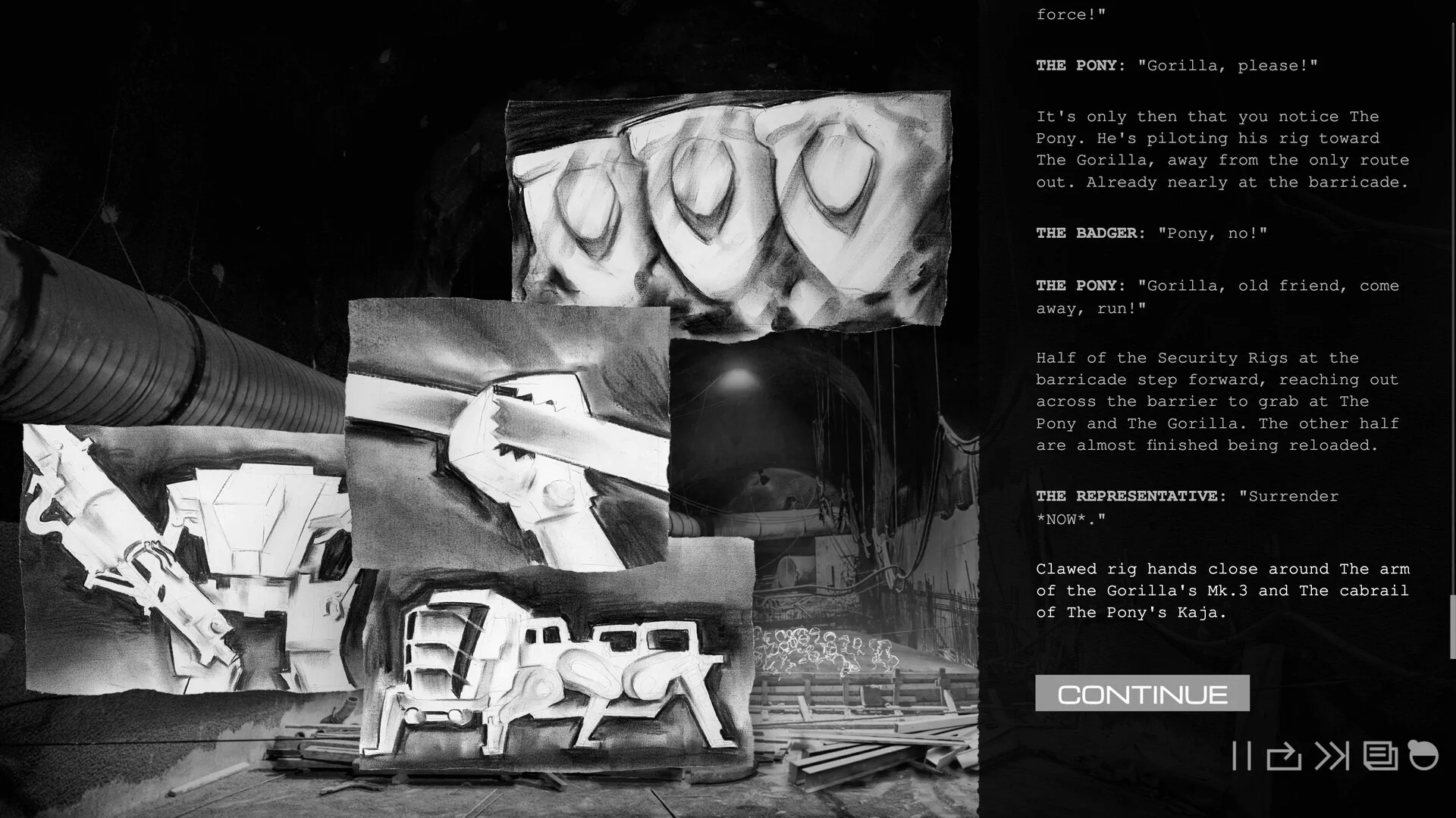 A Line Held Tight is a charcoal visual novel about a miner's strike in the 32nd century and choosing your relationships wisely