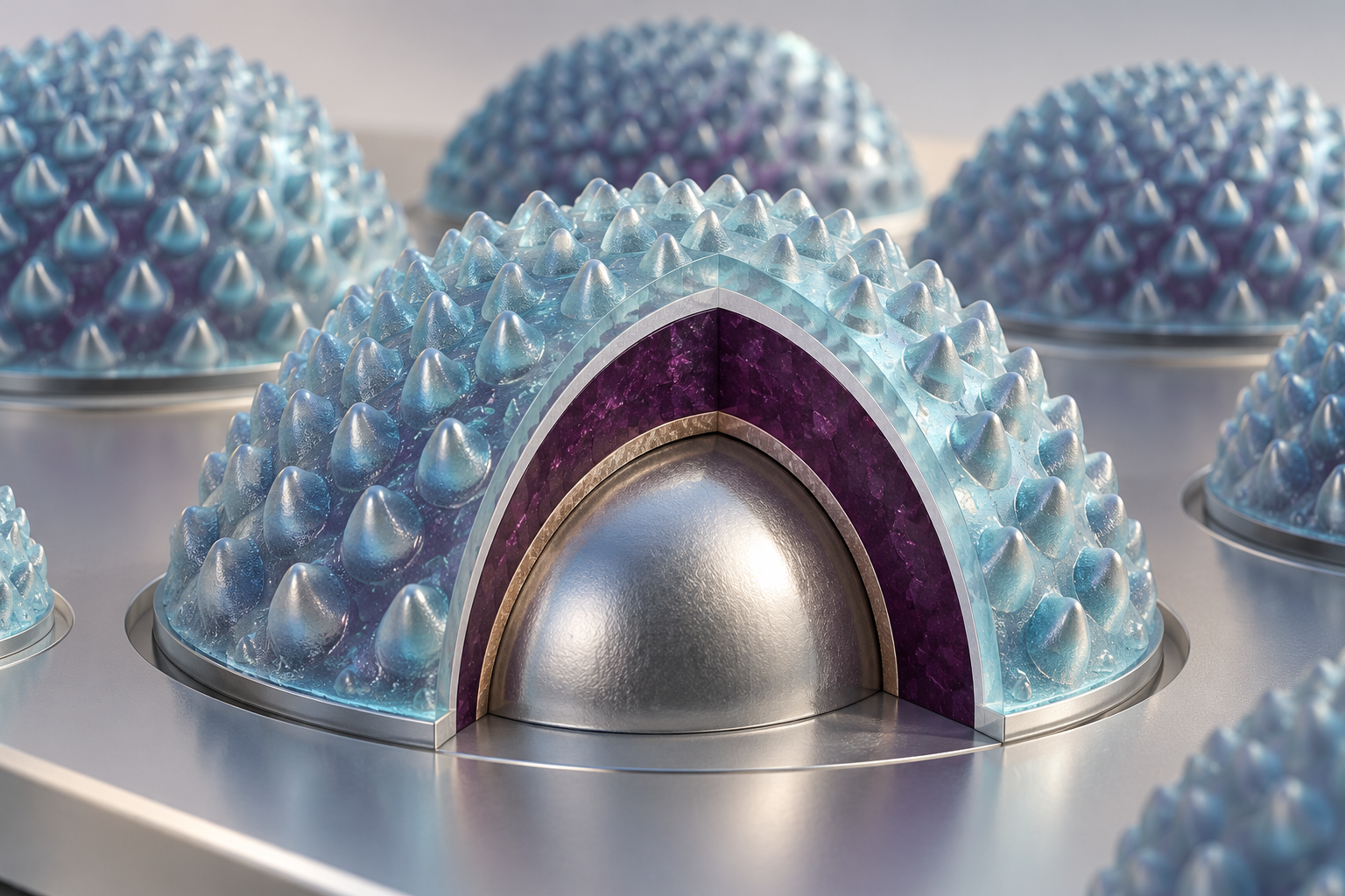 Hemispherical perovskite solar cell design reduces sensitivity to sunlight angle