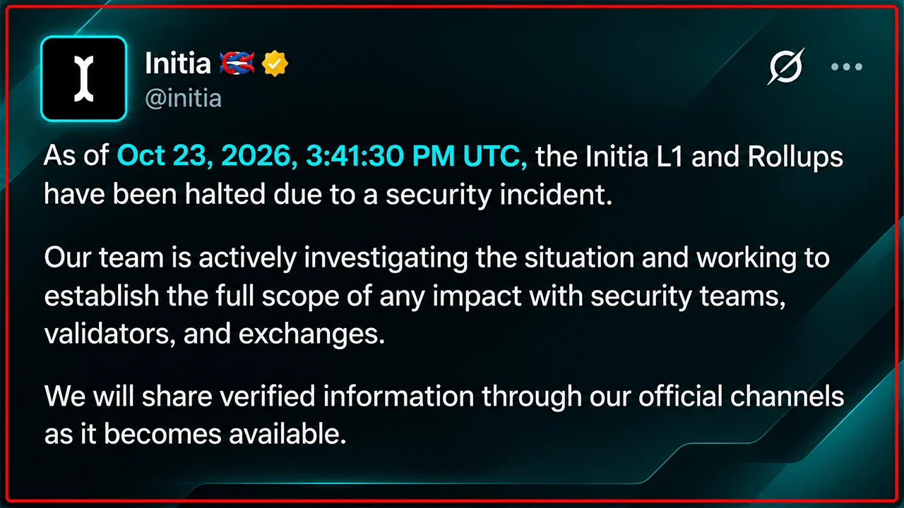 Hacker Prints $2.7M in Crypto as Initia Blockchain Grinds to a Halt