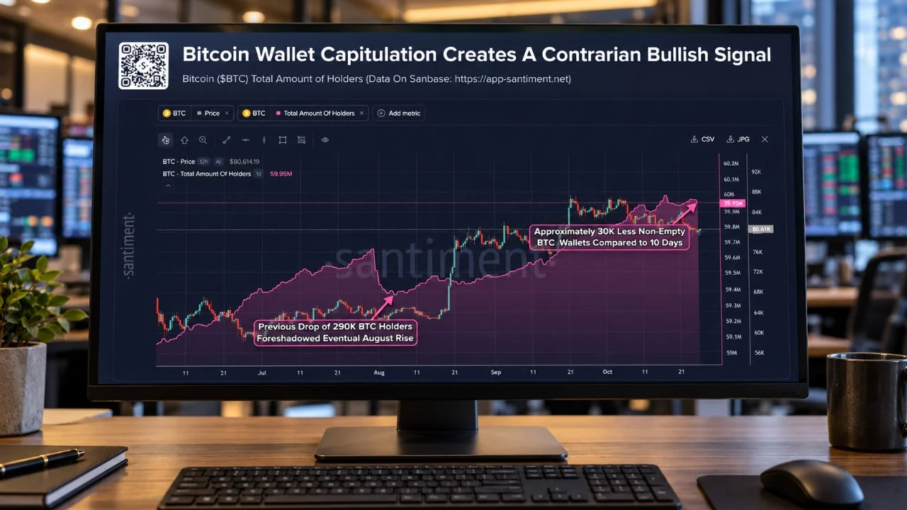 Bitcoin Bottom May Be Near as 30,000 Wallets Disappear: Santiment
