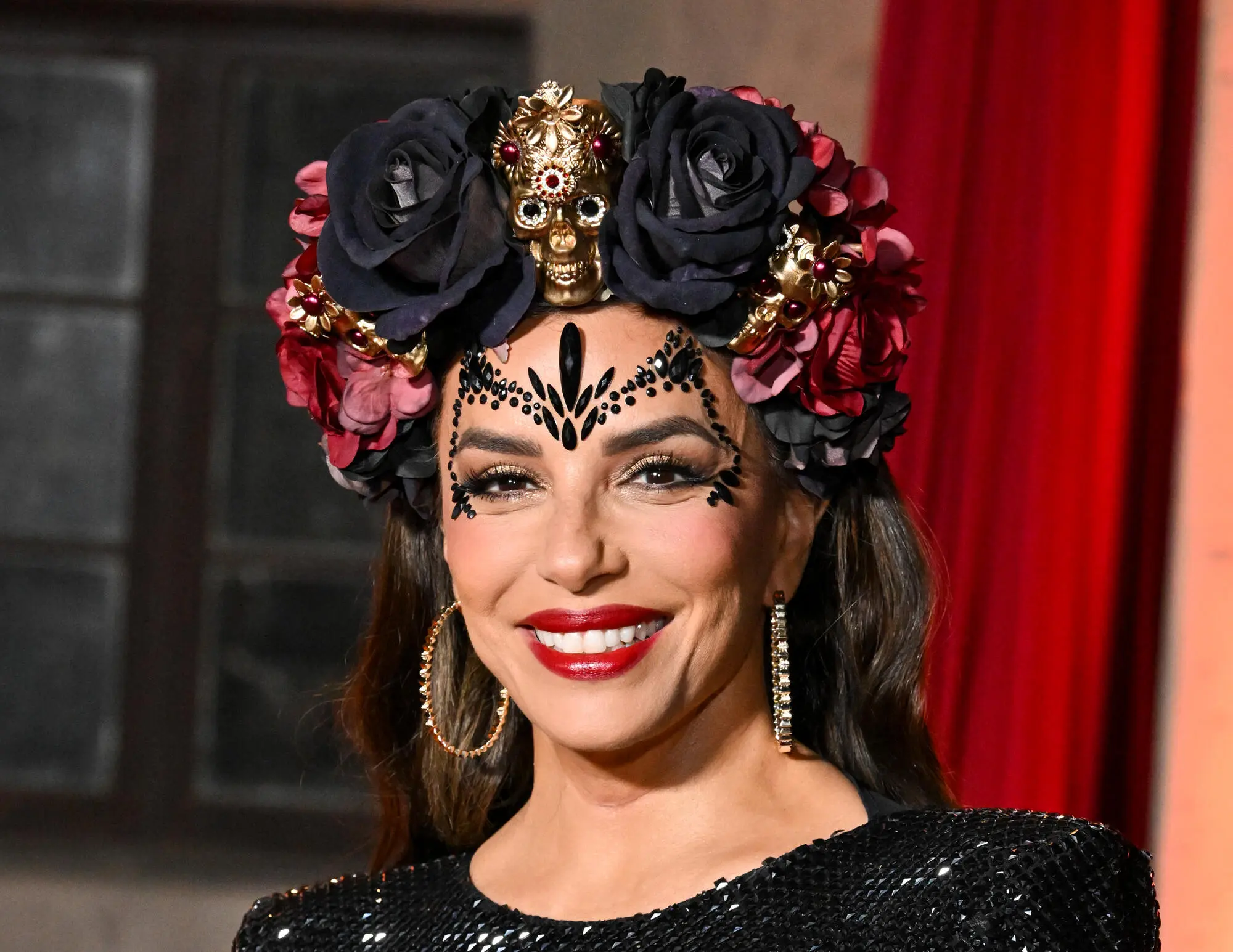 Eva Longoria Honors Her Culture in Embellished Calavera Makeup at Día de Muertos Gala
